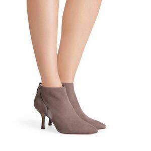 Stuart Weitzman Taupe 'Dasha' Women's Suede & Vinyl Ankle Booties, Size 7.5